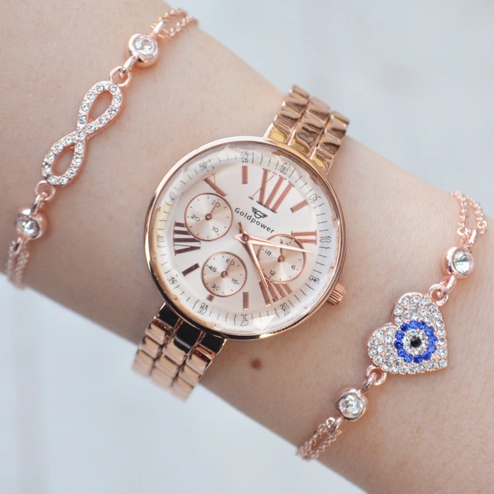 Rosegold Metal Kordon Kadın Saat Kombini 1927