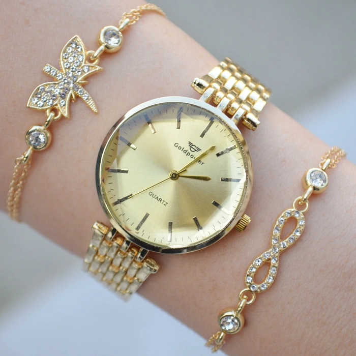 Gold Metal Kordon Kadın Saat Kombini 1934