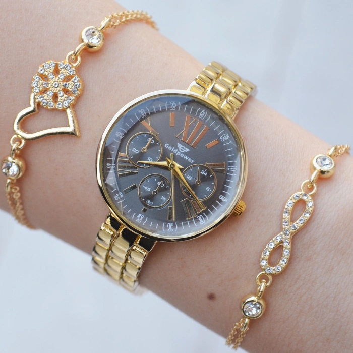 Gold Metal Kordon Kadın Saat Kombini 1935