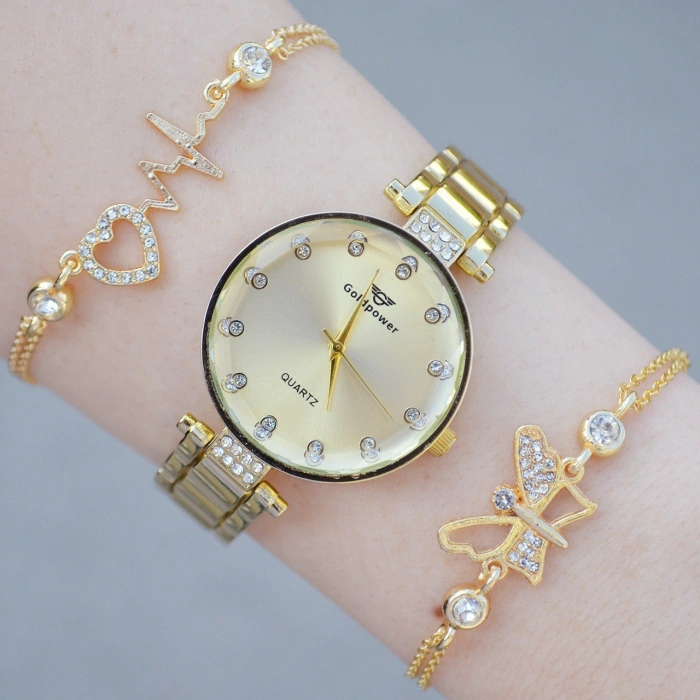 Gold Metal Kordon Kadın Saat Kombini 1983