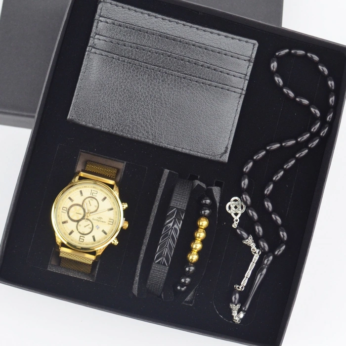 Cüzdanlı Tespihli Erkek Saat Seti 2081