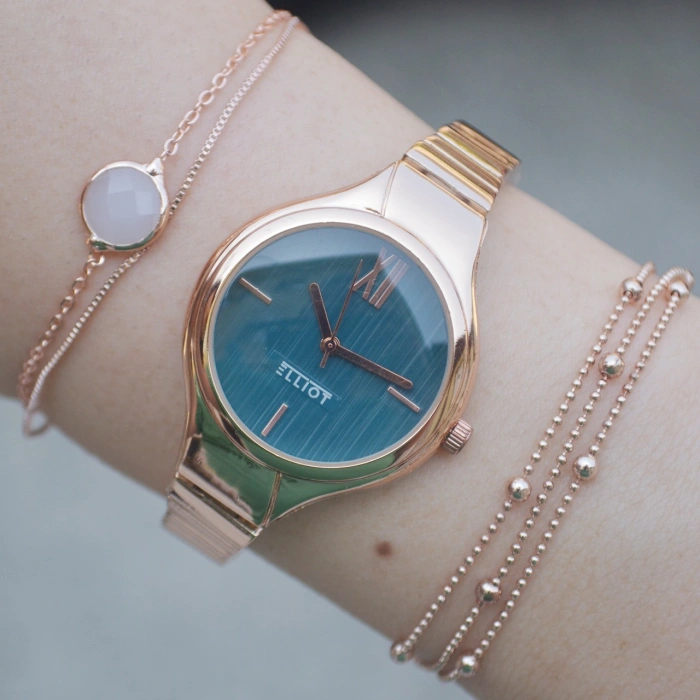 Rosegold Metal Kordon Kadın Saat Kombini 2177