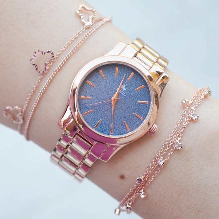 Rosegold Metal Kordon Kadın Saat Kombini 2241