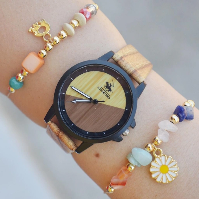 Deri Kordon Kadın Saat Kombini 2317