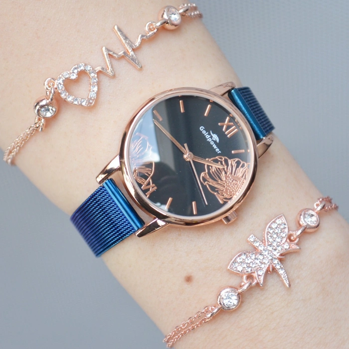 Mavi Rose Hasır Kordon Kadın Saat Kombini 8337