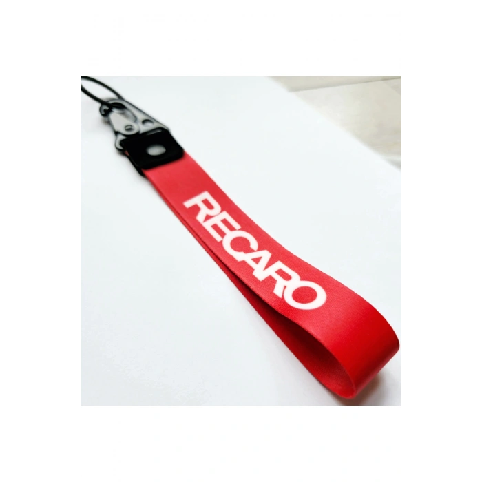 Recaro Kırmızı Bez Oto-moto Anahtarlık Kaliteli Aksesuar 19cm Kumaş anahtarlık