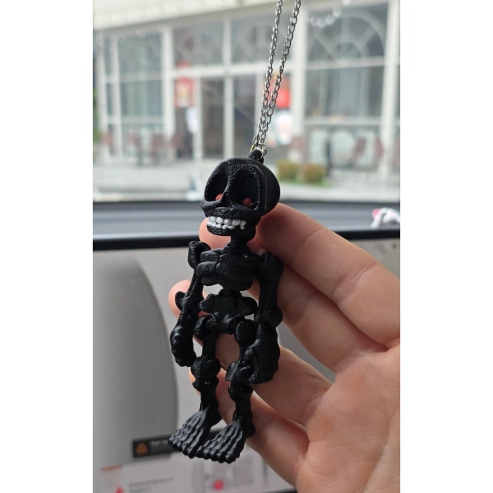 İskelet Kuru Kafa Ayna Süsü Anahtarlık (siyah)