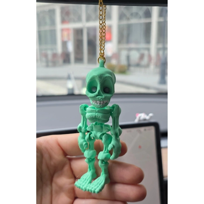 İskelet Kuru Kafa Ayna Süsü Anahtarlık (yeşil)