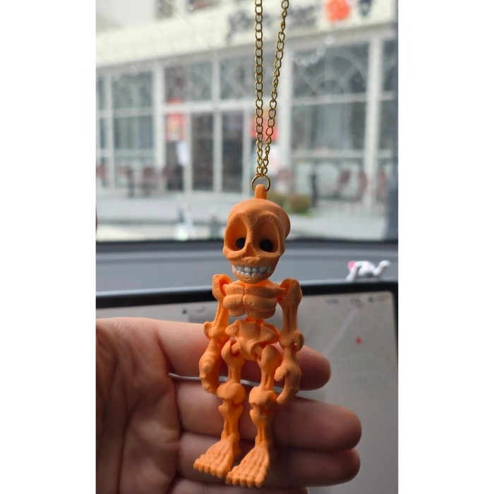 İskelet Kuru Kafa Ayna Süsü Anahtarlık (turuncu)