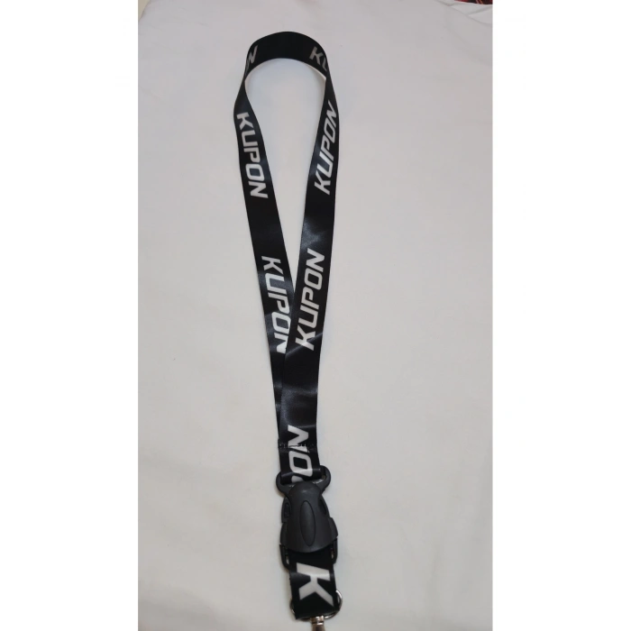 Kupon Siyah Kumaş Anahtarlık, Boyun Askı İpi Kancalı