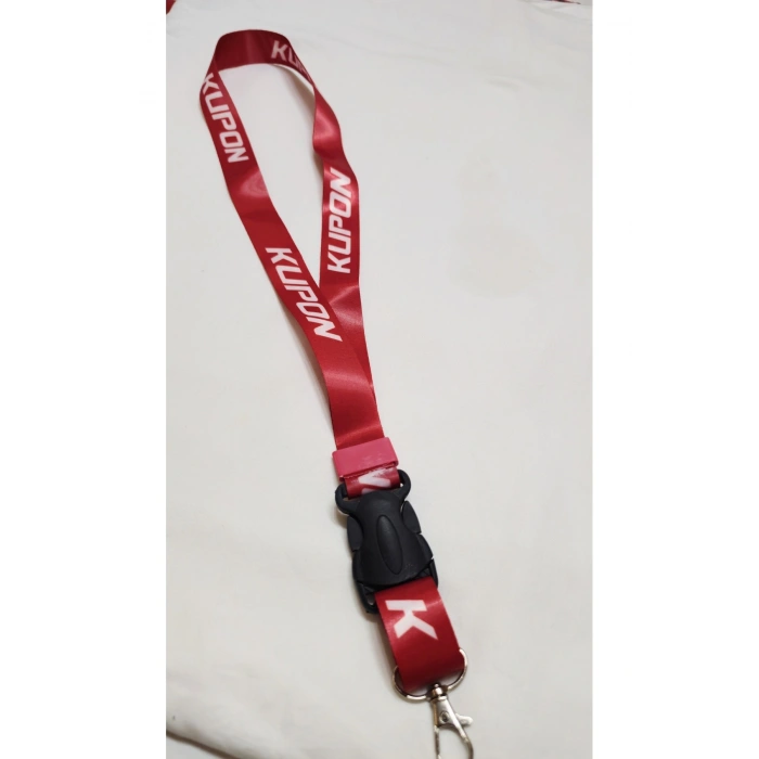 Kupon Kırmızı Boyun Askı İp, Kumaş Kancalı Ayna İpi Anahtarlık