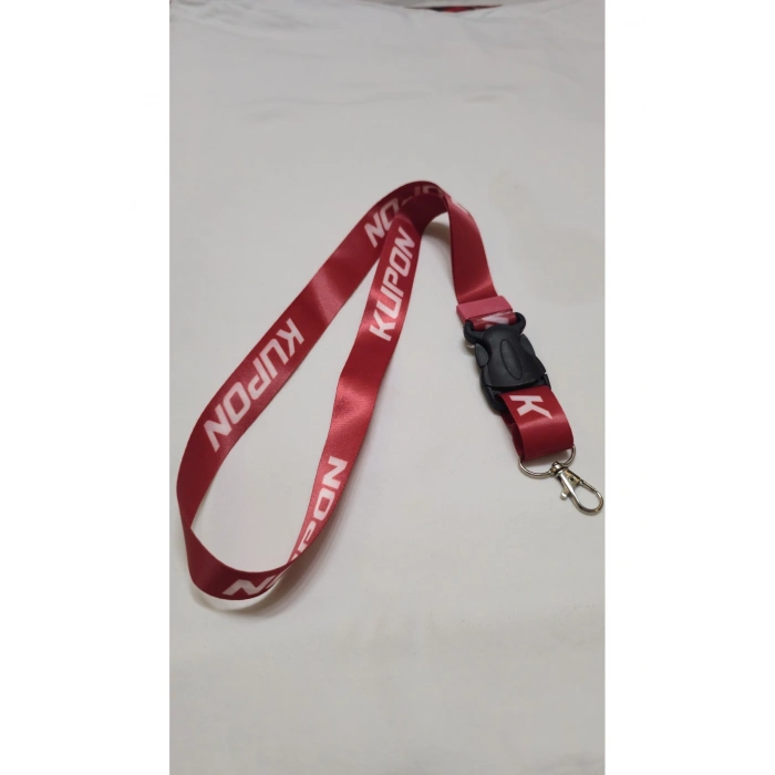 Kupon Kırmızı Boyun Askı İp, Kumaş Kancalı Ayna İpi Anahtarlık