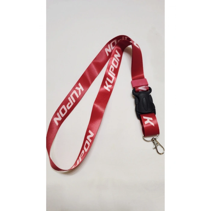 Kupon Kırmızı Boyun Askı İp, Kumaş Kancalı Ayna İpi Anahtarlık
