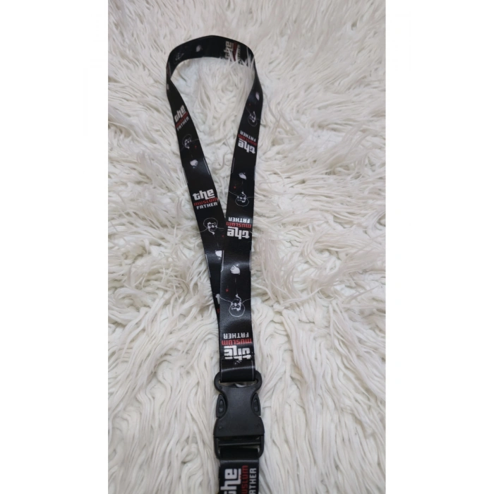 Müslüm Baba Siyah Boyun Askı İp, Kancalı Kumaş Anahtarlık Ayna İp