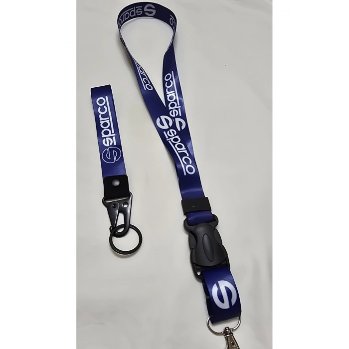 Mavi Boyun Askı İpi ve Kancalı Kumaş Anahtarlık, Otomobil Ayna İp Anahtarlık (2li)