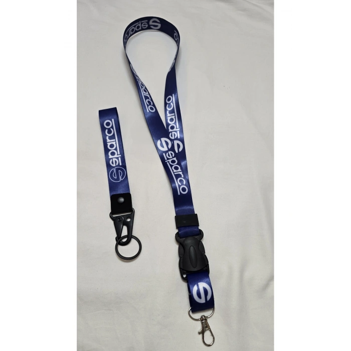 Mavi Boyun Askı İpi ve Kancalı Kumaş Anahtarlık, Otomobil Ayna İp Anahtarlık (2li)