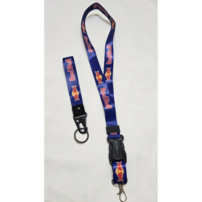 Redbull Mavi Boyun Askı İpi ve Kancalı Kumaş Oto-moto Anahtarlık, Otomobil Ayna İp ve Anahtarlık