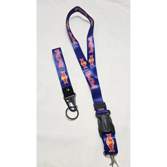 Redbull Mavi Boyun Askı İpi ve Kancalı Kumaş Oto-moto Anahtarlık, Otomobil Ayna İp ve Anahtarlık