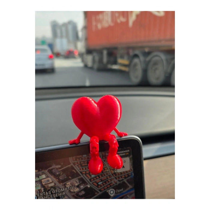 Kırmızı Kalp Oturan Mini Ayaklı, Sevgililer Günü Hediyesi Masa Üstü Biblo, Araç içi Biblo Hediyelik