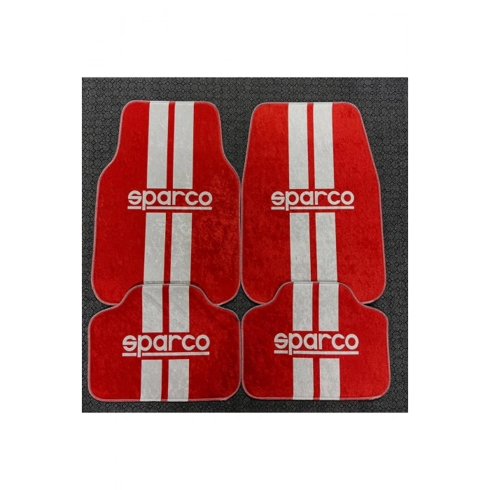 SPARCO KIRMIZI DEKOR OTO HALI PASPAS ÜNİVERSAL HER ARACA UYUMLU(KUMAŞ ANAHTARLIK HEDİYELİ)