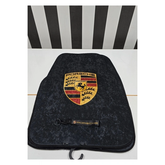 PORSHE KAYMAZ TABAN DEKOR OTO HALI PASPAS ÜNİVERSAL HER ARACA UYUMLU(KUMAŞ ANAHTARLIK HEDİYELİ)