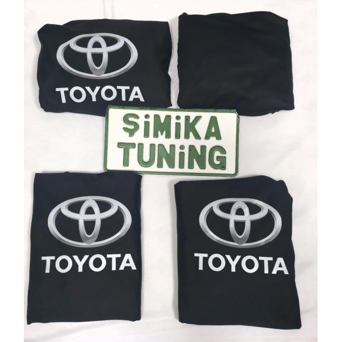 TOYOTA SİYAH OTO PENYE LİKRALI SERVİS KILIFI ÖN ARKA KILIF 4 PARÇA(ARKA 2 PARCA LOGOLU) ESNEK LİKRALI HER ARACA UYGUN YIKANABİLİR KILIF