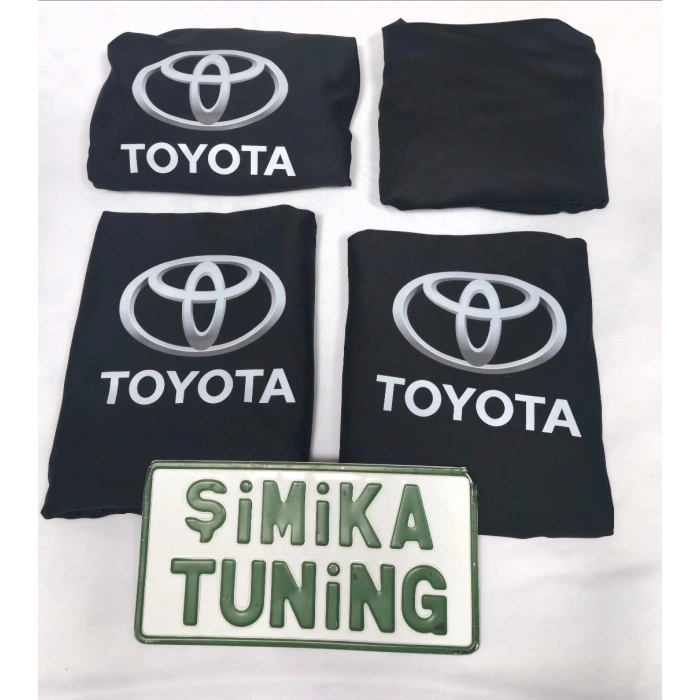 TOYOTA SİYAH OTO PENYE LİKRALI SERVİS KILIFI ÖN ARKA KILIF 4 PARÇA(ARKA 2 PARCA LOGOLU) ESNEK LİKRALI HER ARACA UYGUN YIKANABİLİR KILIF