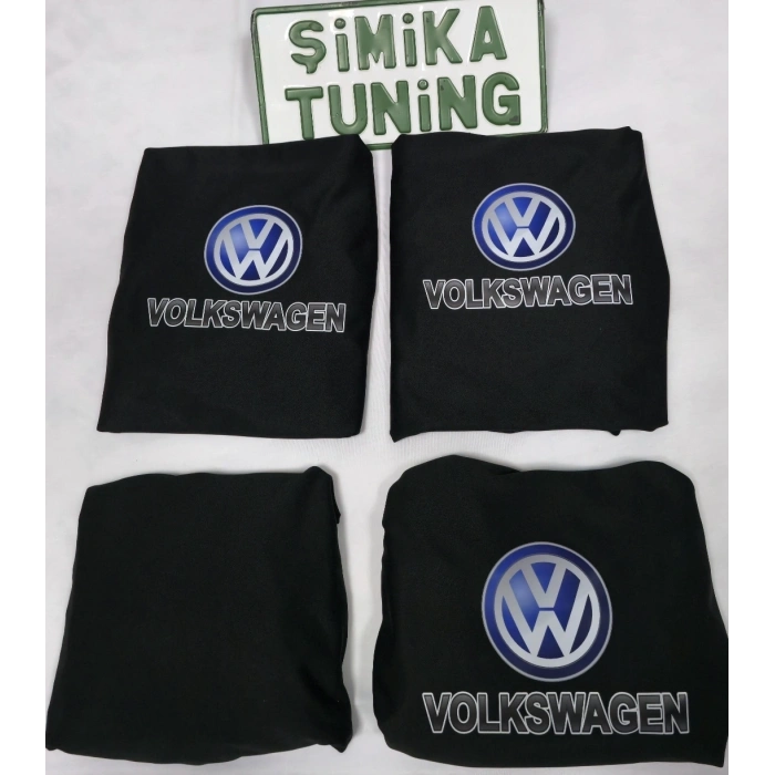 VOLKSWAGEN SİYAH OTO ÖN ARKA SERVİS KILIF 4 PARÇA (ARKA 2PARCA LOGOLU)LİKRALI ESNEK TÜM ARAÇ MODELLERİNE UYUMLU