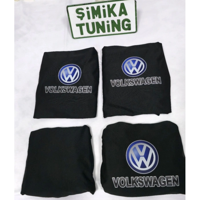 VOLKSWAGEN SİYAH OTO ÖN ARKA SERVİS KILIF 4 PARÇA (ARKA 2PARCA LOGOLU)LİKRALI ESNEK TÜM ARAÇ MODELLERİNE UYUMLU