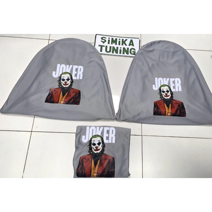 JOKER GRİ OTO SERVİS KILIFI ÖN VE ARKA 4PARÇA (ARKA LOGOLU) VİTES POLAR KILIF HEDİYELİ