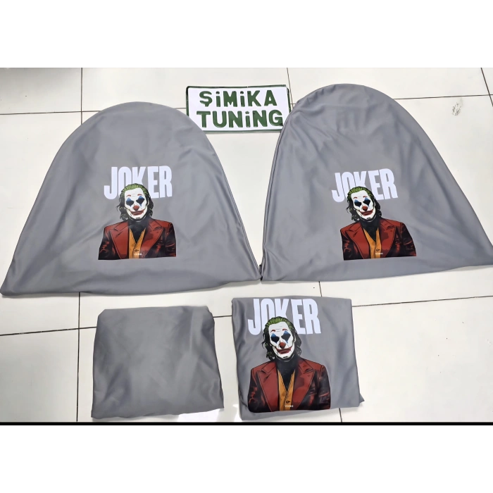 JOKER GRİ OTO SERVİS KILIFI ÖN VE ARKA 4PARÇA (ARKA LOGOLU) VİTES POLAR KILIF HEDİYELİ