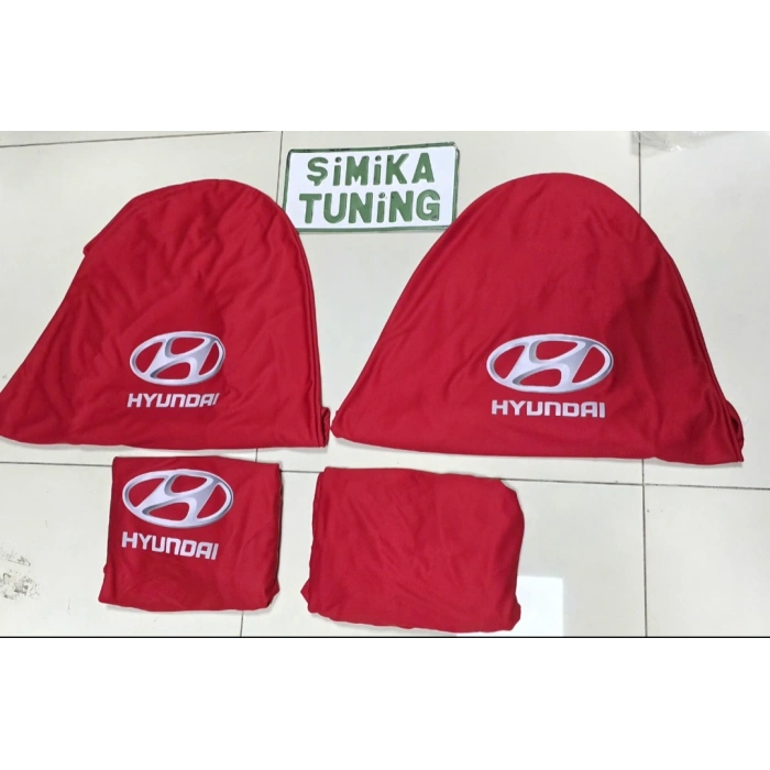HYUNDAI KIRMIZI OTO SERVİS KILIFI ÖN VE ARKA 4PARÇA (ARKA 2 PARCA LOGOLU) LİKRALI ESNEK 1.KALİTE YIKANABİLİR HER ARACA UYUMLU