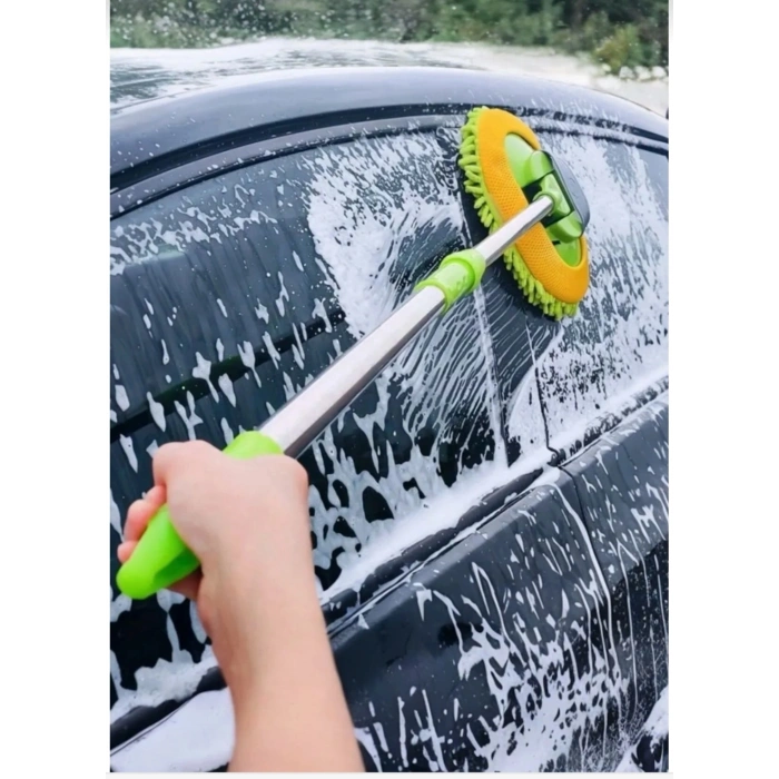 Çok Fonksiyonlu 2 In 1 Mikrofiber Araç Yıkama Fırçası Teleskopik uzun saplı Mop
