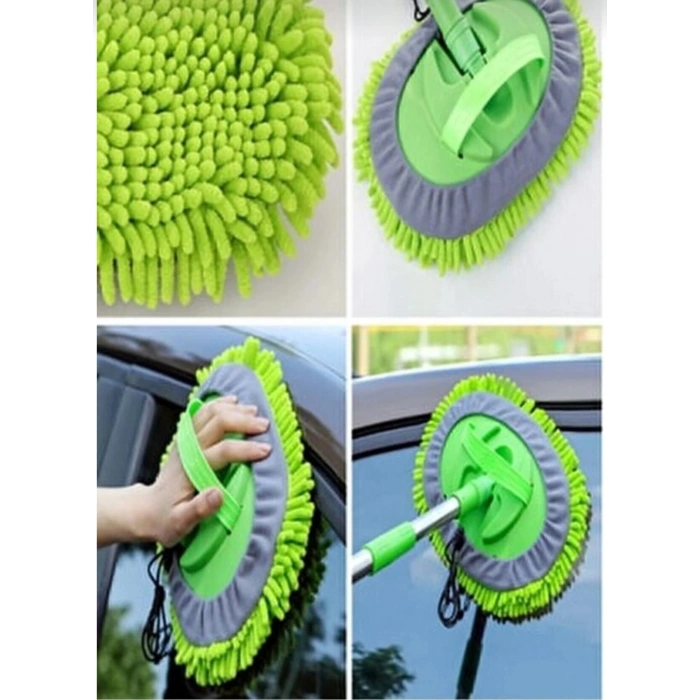 Çok Fonksiyonlu 2 In 1 Mikrofiber Araç Yıkama Fırçası Teleskopik uzun saplı Mop