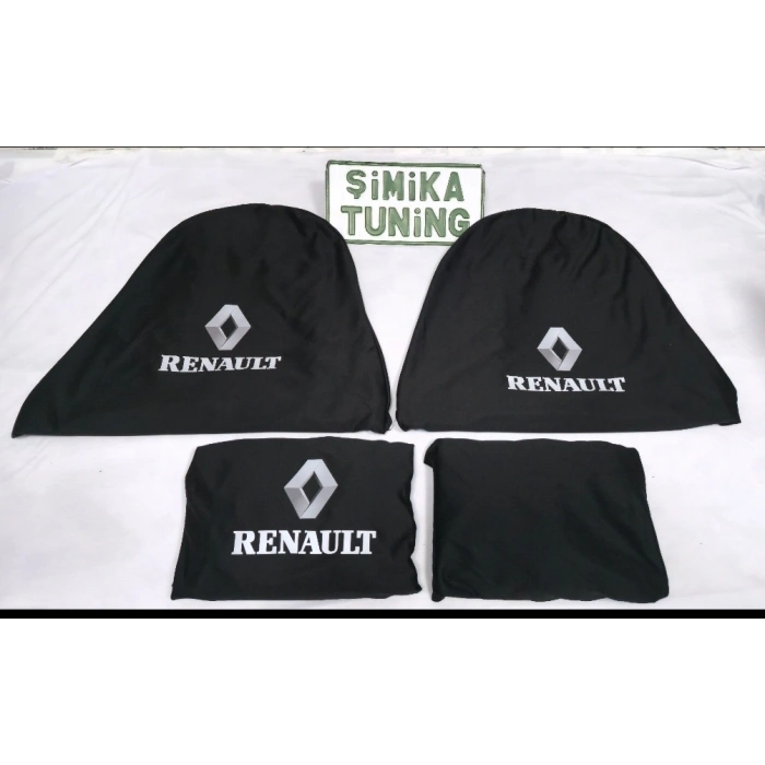Renault Siyah Oto Servis Kılıfı 1.kalite Penye kumaş Ön Arka takım 4 parça (Arka logolu) yikanabilir esnek likrali