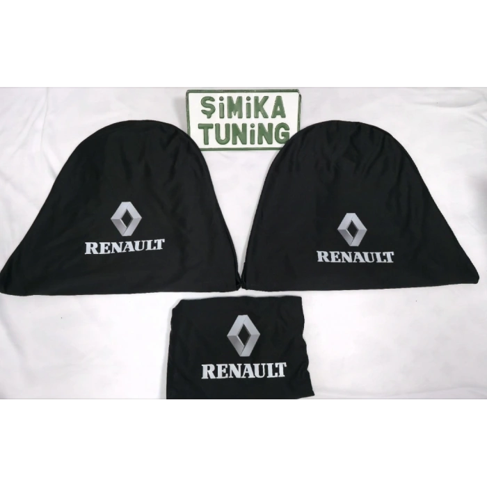 Renault Siyah Oto Servis Kılıfı 1.kalite Penye kumaş Ön Arka takım 4 parça (Arka logolu) yikanabilir esnek likrali