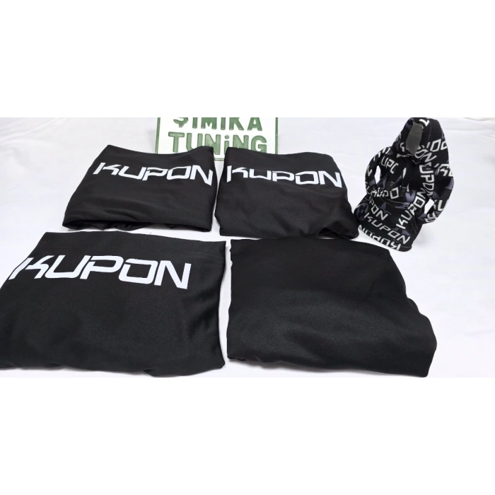 Kupon Siyah Otomobil Servis Kılıfı 1.kalite Penye kumaş Ön Arka takım 4 parça (Arka logolu 2 parça) VİTES POLAR HEDİYELİ Universal yikanabilir