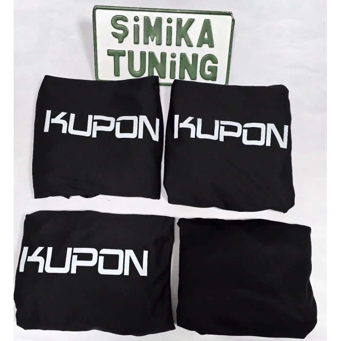 KUPON Siyah Otomobil Servis Kılıfı 1.kalite Penye kumaş Ön Arka takım 4 parça (Arka logolu) yikanabilir esnek her araca uygundur
