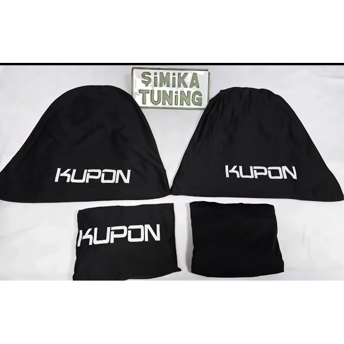 KUPON Siyah Otomobil Servis Kılıfı 1.kalite Penye kumaş Ön Arka takım 4 parça (Arka logolu) yikanabilir esnek her araca uygundur
