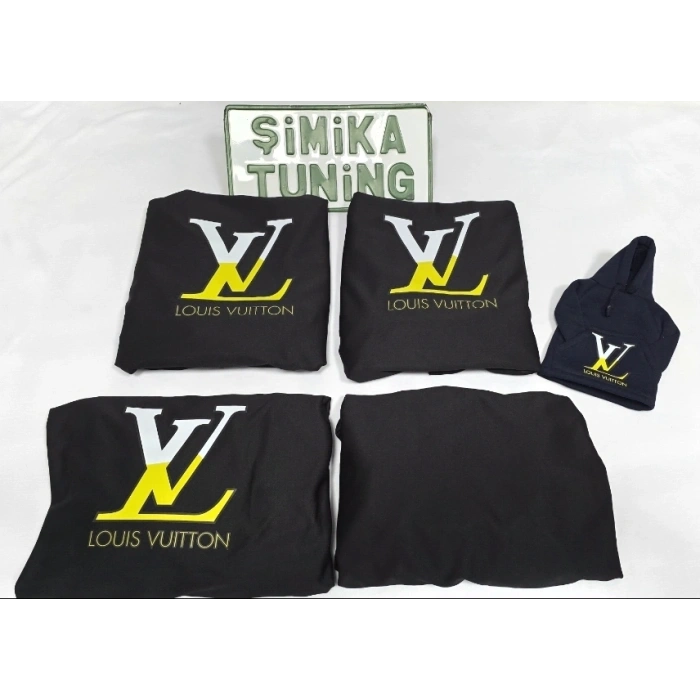 LV SİYAH OTOMOBİL SERVİS KILIFI ÖN VE ARKA 4PARÇA TAKIM POLAR VİTES TOPUZU KILIFI HEDİYELİ