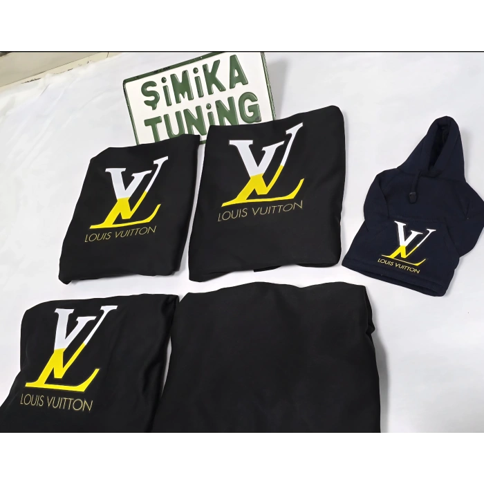 LV SİYAH OTOMOBİL SERVİS KILIFI ÖN VE ARKA 4PARÇA TAKIM POLAR VİTES TOPUZU KILIFI HEDİYELİ