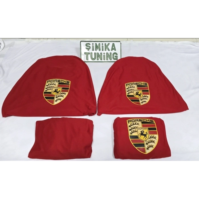 PORSHE KIRMIZI OTO SERVİS KILIFI ÖN VE ARKA 4PARÇA TAKIM (ARKA LOGOLU) ESNEK 1.KALİTE YIKANABİLİR PENYE HER ARACA UYGUN