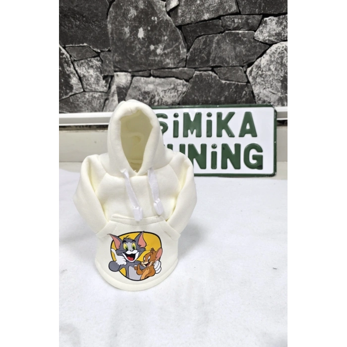 TOM VE JERRY BASKILI OTOMOBİL VİTES POLARI - HOODİE VİTES TOPUZ KIYAFETİ - POLAR VİTES