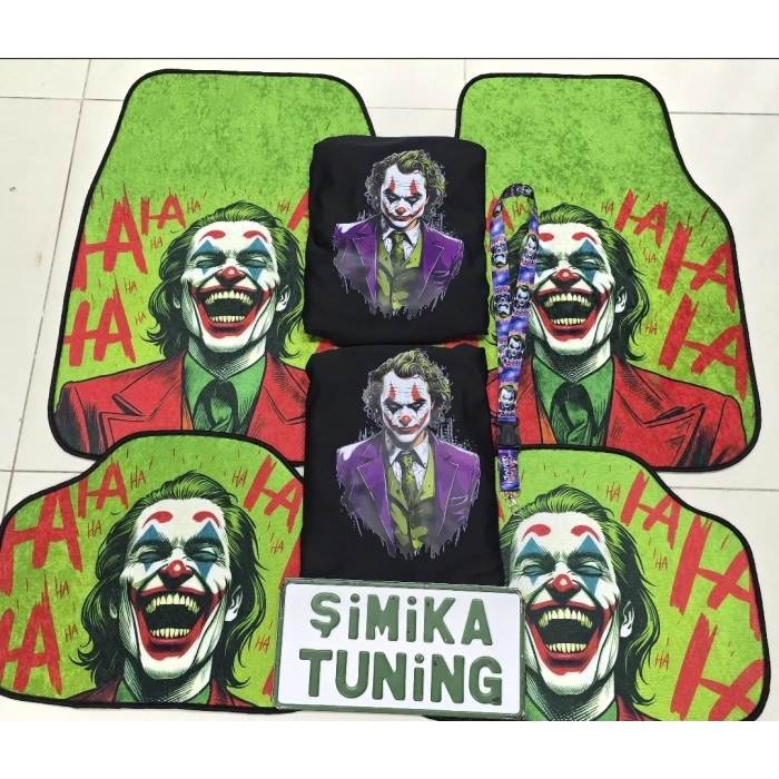 JOKER DEKOR OTOMOBİL HALI PASPAS ÖN ARKA TAKIM VE JOKER SIYAH SERVİS KILIFI ÖN VE ARKA 4PARÇA TAKIM 1.KALİTE PENYE (AYNA ASKI İPİ HEDİYELİ)