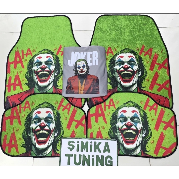 JOKER GRİ OTO SERVİS KILIFI ÖN VE ARKA 4PARÇA (ARKA LOGOLU) VE DEKOR HALI PASPAS 4 PARÇA TAKIM (KUMAŞ ANAHTARLIK HEDİYELİ)