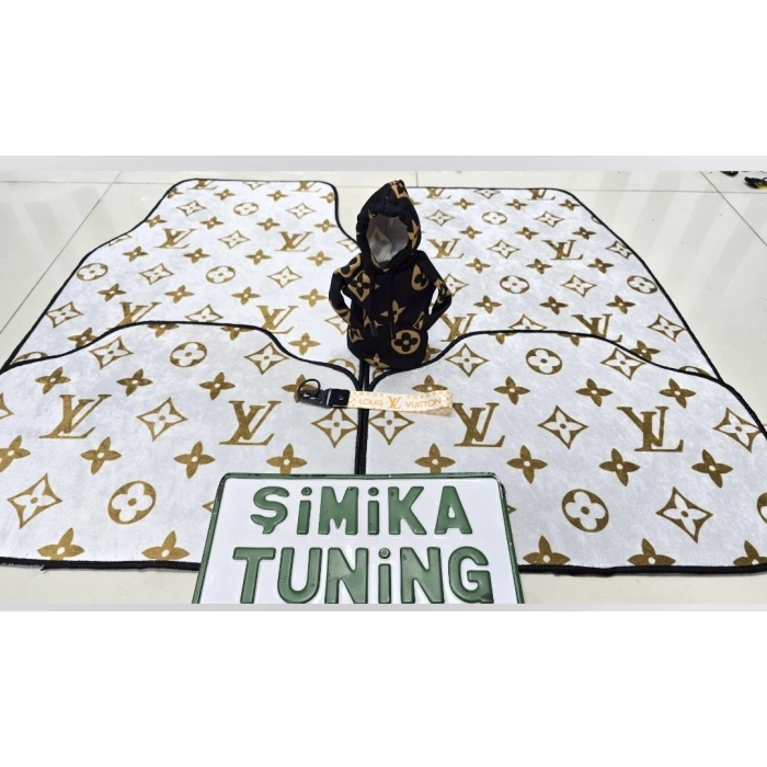 LV XL DEKOR OTO HALI PASPAS 4 PARÇA ÖN ARKA TAKIM VE VİTES TOPUZU KILIFI (KUMAŞ ANAHTARLIK HEDİYELİ) ARAÇ VİTES POLARI