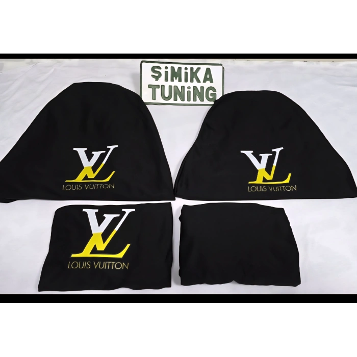 LV SİYAH OTOMOBİL SERVİS KILIFI ÖN ARKA KILIF 4 PARÇA TAKIM(ARKA LOGOLU)ESNEK LİKRALI YIKANABİLİR HER ARACA UYUMLU