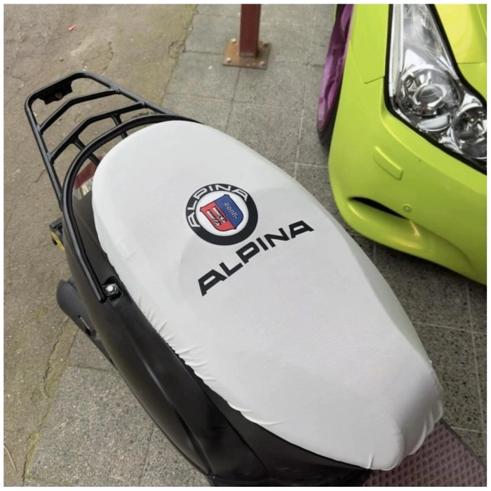 ALPİNA BEYAZ PENYE MOTORSİKLET SELE KILIFI 1.KALİTE LİKRALİ PENYE YIKANABİLİR