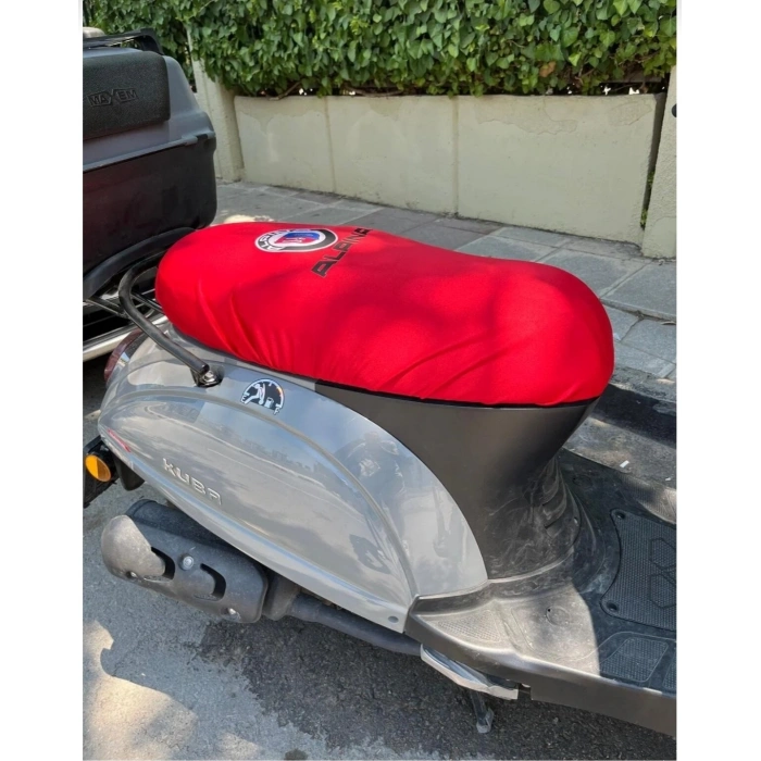 ALPİNA KIRMIZI PENYE MOTORSİKLET SELE KILIFI 1.KALİTE LİKRALİ PENYE YIKANABİLİR