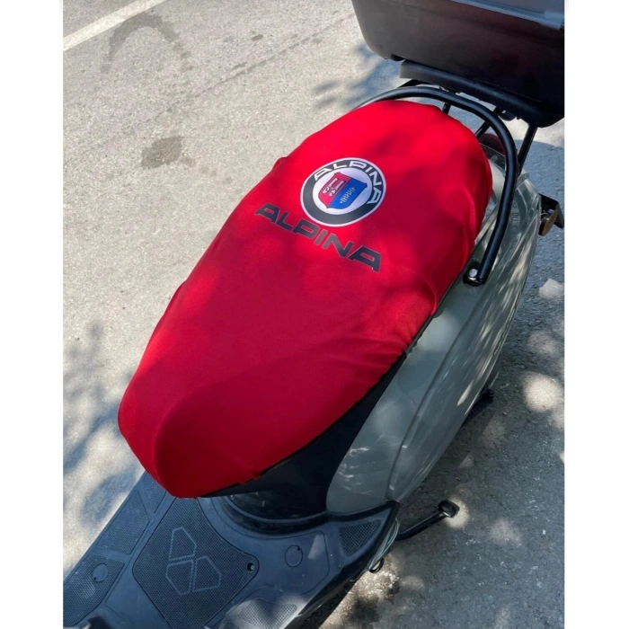ALPİNA KIRMIZI PENYE MOTORSİKLET SELE KILIFI 1.KALİTE LİKRALİ PENYE YIKANABİLİR